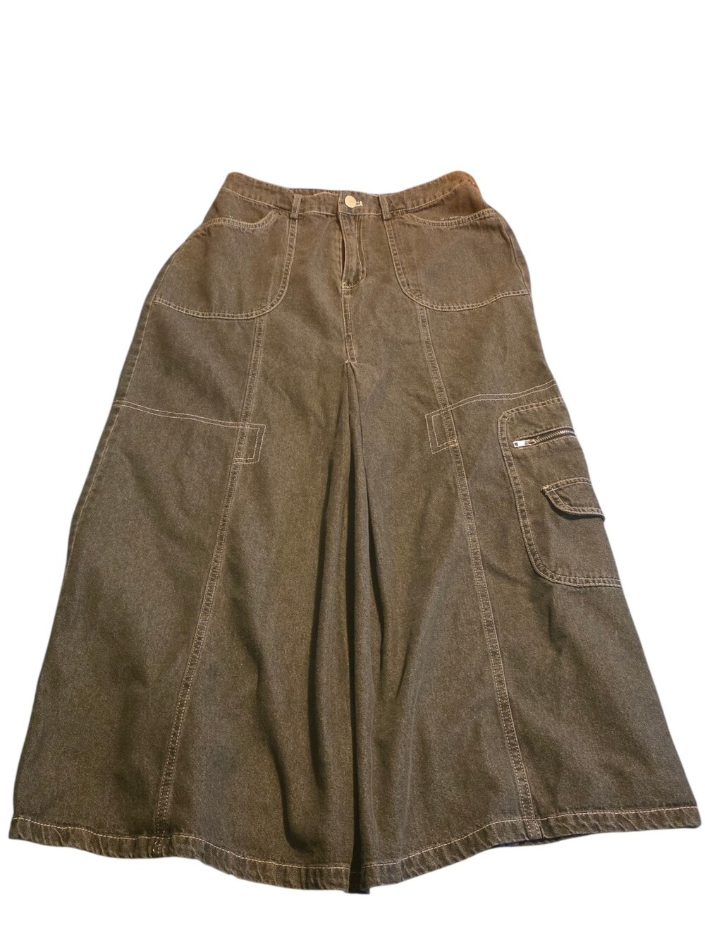 Papermoon Y2k Black Denim Cargo Maxi Indie Sleeze Skirt 100% Cotton Size M